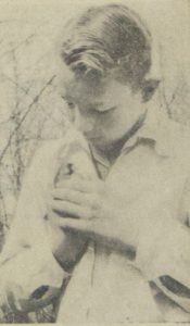 1956 photo of bird watcher with Sora rail.