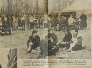 newspaper photo of Bird Breakfast celebration in the 1950s