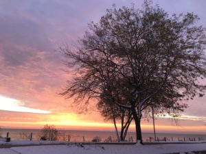 photo of a wintery sunrise